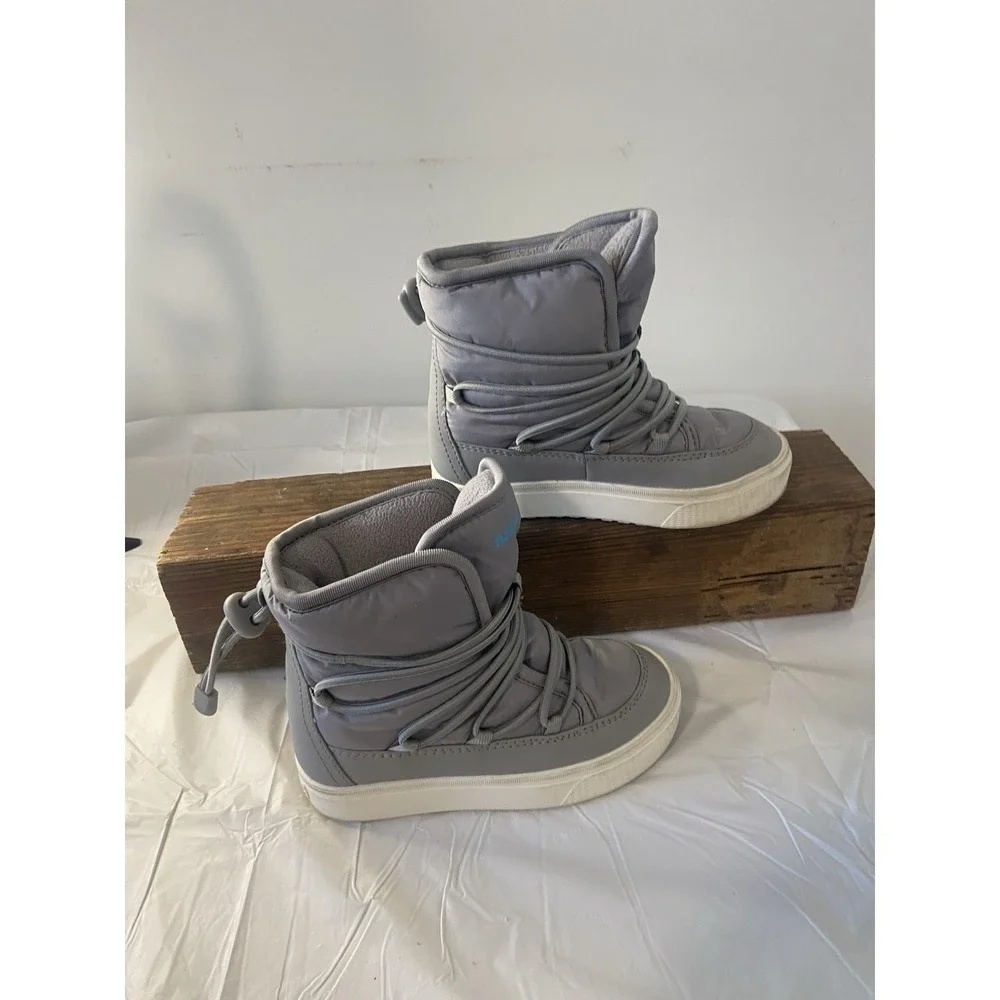 Kids Native Gray Chamonix Retro Elastic Wrap Up Lace‎ Free Boots-Size Child 12